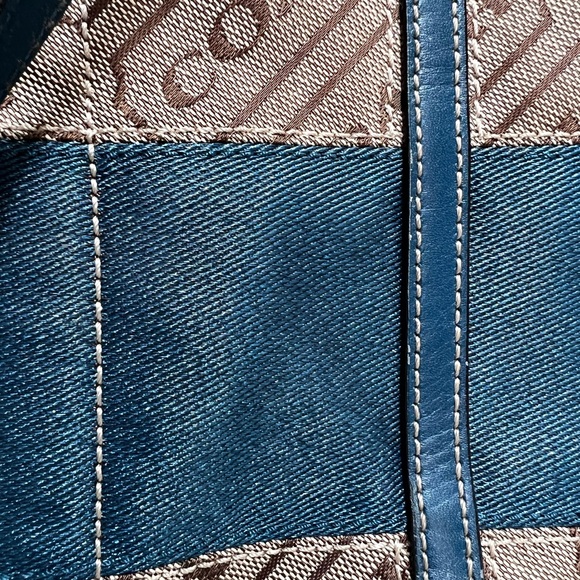 EUC Coach Lozenge Purse, Tan/Blue - Picture 3 of 6